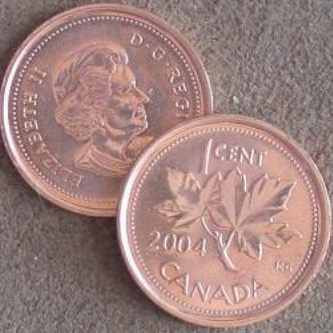 A photo of Canadian 2-cent coin