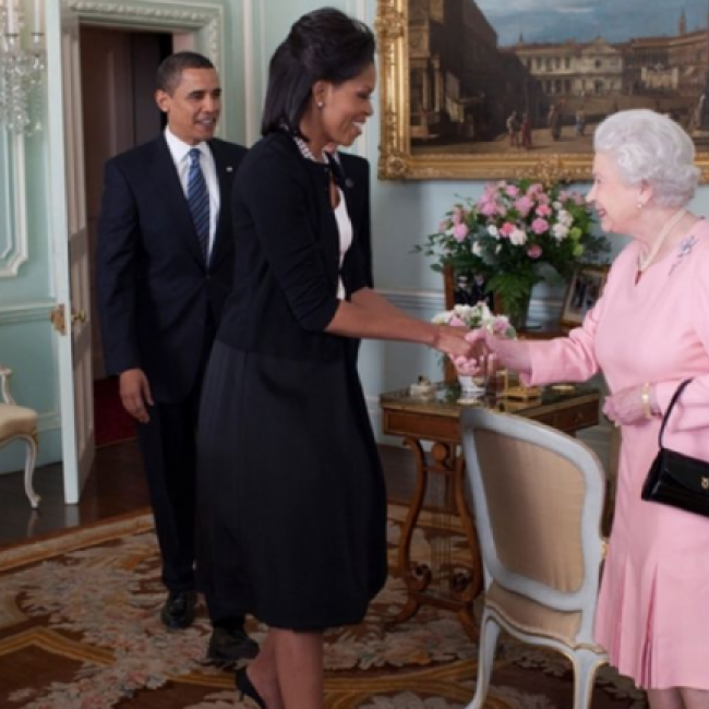 US President and First Lady meeting with the Queen