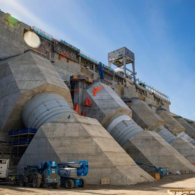 Site C: The six penstocks that will carry water into the powerhouse