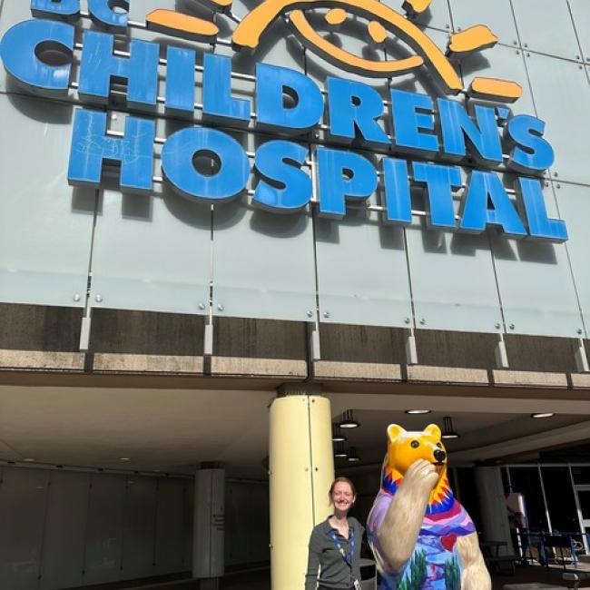 Standing in front of BC Children's Hospital 