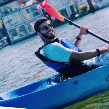 Farhaan Khan kayaking.